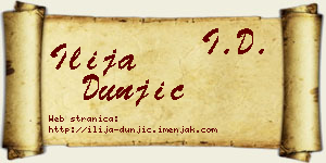 Ilija Dunjić vizit kartica